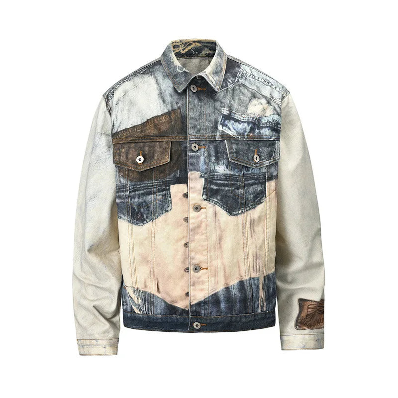Patch 3D Digital Print Denim Jacket