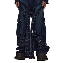 Load image into Gallery viewer, Metal Circle Ribbon Denim Jeans
