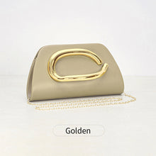 Load image into Gallery viewer, Gold Metal Buckle  Leather Clutch
