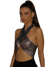 Load image into Gallery viewer, Mesh Rhinestone Crop Top
