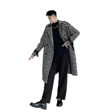 Load image into Gallery viewer, Long Patch Leather Checker Coat
