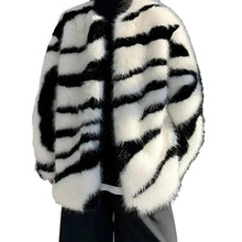 Load image into Gallery viewer, Zebra Print Fur Coat
