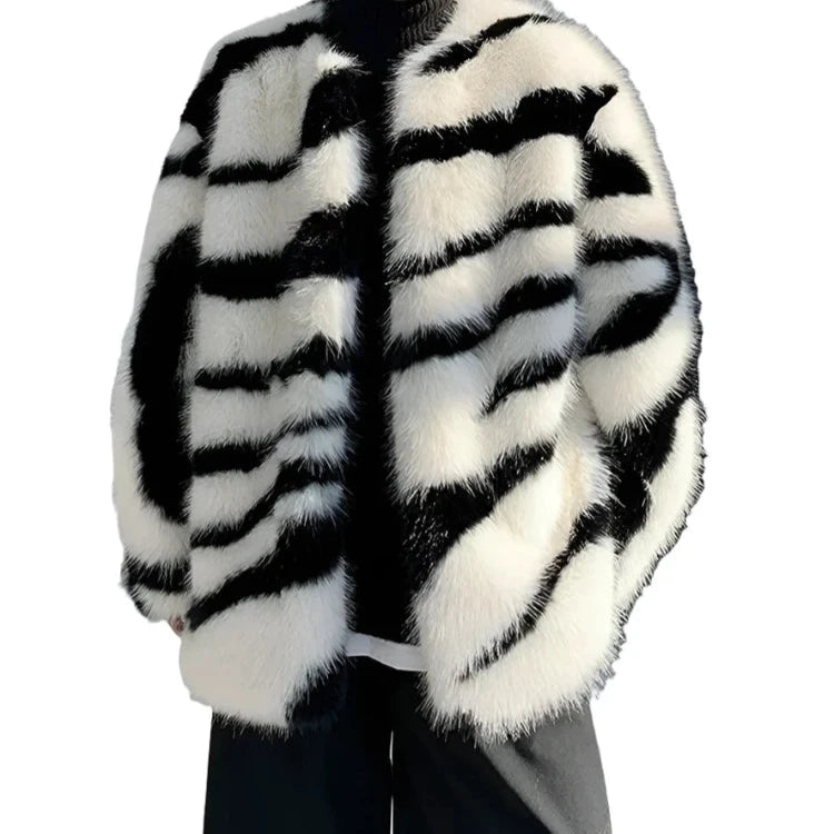 Zebra Print Fur Coat