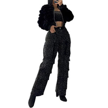 Load image into Gallery viewer, Crystal Cargo Denim Jeans
