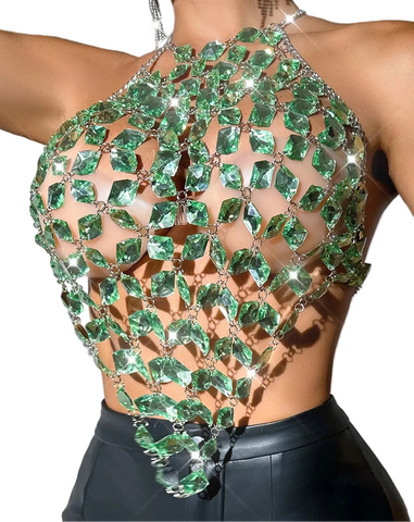 Crystal Chain Halter Tank Top