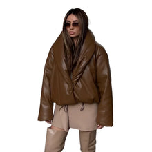 Load image into Gallery viewer, Faux Leather Puffer Coat
