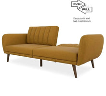 Load image into Gallery viewer, Ribbed Mustard Linen Sleeper Sofa
