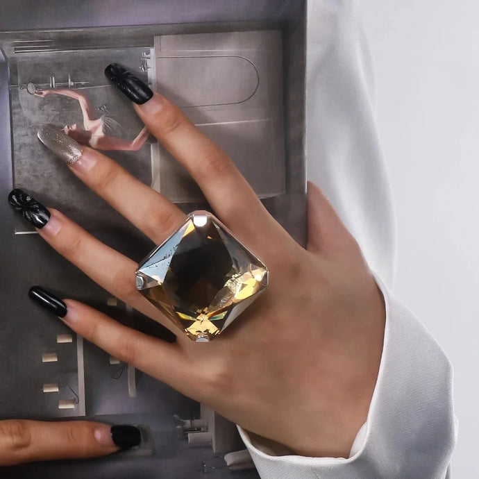 Vintage Square Rhinestone Ring-Modern Baby Las Vegas