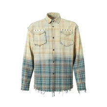 Load image into Gallery viewer, Ombre Rivet Plaid Top
