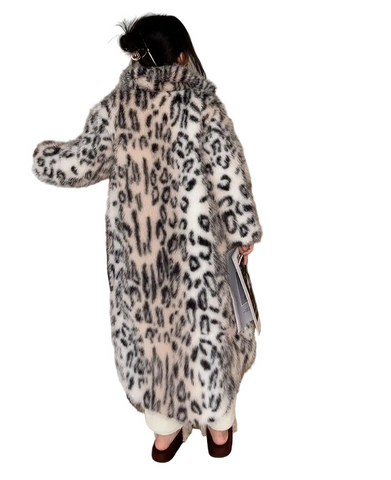 Beige Leopard Fur Coat