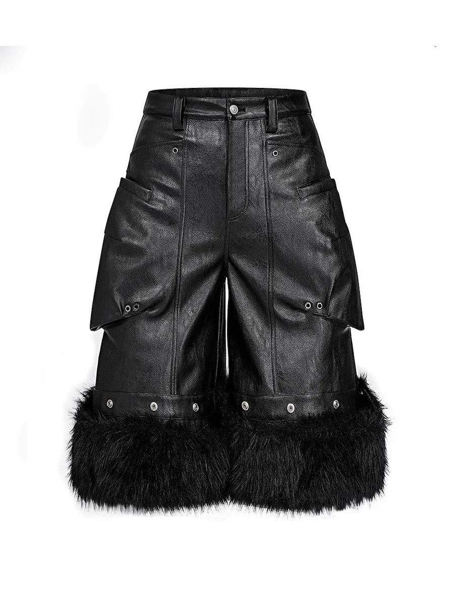 Fur Lined Leather Shorts