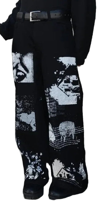 Printed Retro Denim Jeans