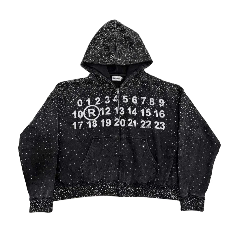 Crystal Speckled Number Hoodie