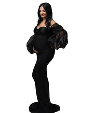 Load image into Gallery viewer, Mesh Puff Sleeve Maternity Dress
