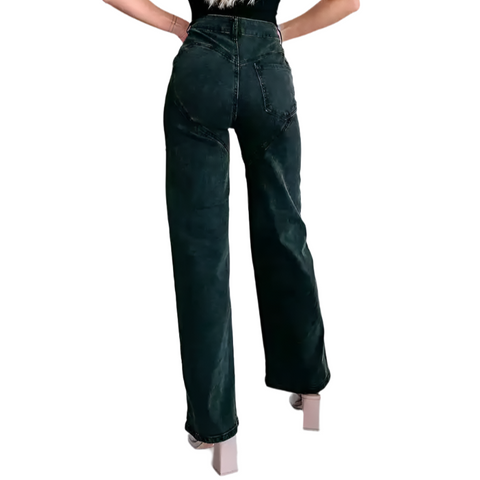 Crystal Lined Hollow Out Denim Jeans-Modern Baby Las Vegas