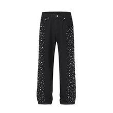 Load image into Gallery viewer, Side Pearl Crystal Denim Jeans
