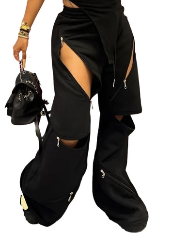 Wide-Leg Zipper Sweatpants-Modern Baby Las Vegas