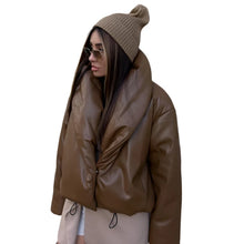 Load image into Gallery viewer, Faux Leather Puffer Coat
