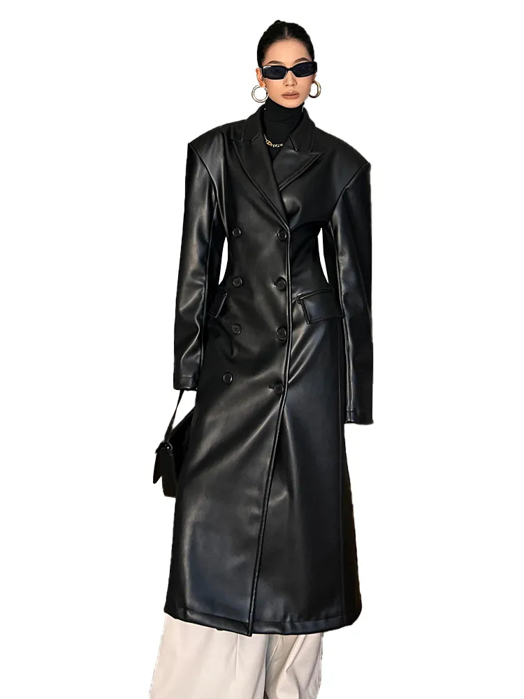 Fitted Leather Trench Coat