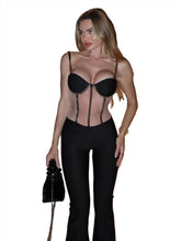 Load image into Gallery viewer, Black Mesh Bandage Jumpsuit
