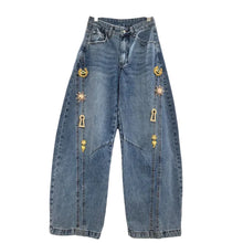 Load image into Gallery viewer, Gold Metal Buckle Denim Jeans
