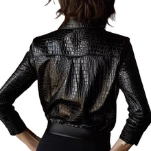 Load image into Gallery viewer, Glossy Snake Print Leather Top
