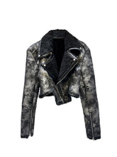 Load image into Gallery viewer, Tie-Dye Cropped Fur Leather Coat
