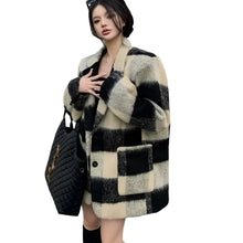 Load image into Gallery viewer, Short Plaid Wool Blazer Coat
