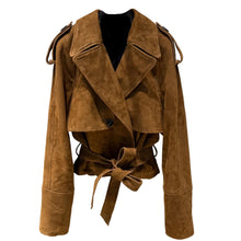 Load image into Gallery viewer, Vintage Belted Grain Leather Jacket
