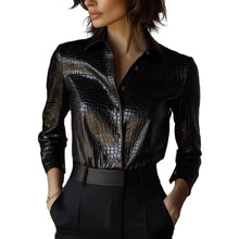 Load image into Gallery viewer, Glossy Snake Print Leather Top
