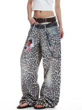Load image into Gallery viewer, 3D Print Patch Leopard Baggy Jeans
