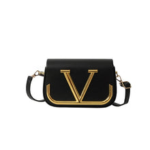 Load image into Gallery viewer, Gold Metal Leather Crossbody Handbag
