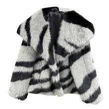 Load image into Gallery viewer, Short Zebra Print Fur Coat
