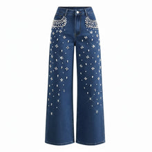 Load image into Gallery viewer, Pearl And Rhinestone Denim Jeans
