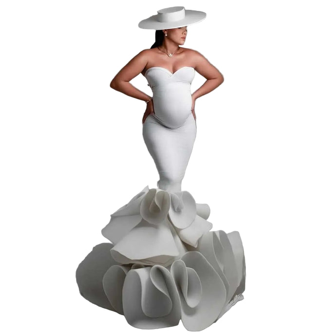 Large Ruffle Mermaid Maternity Gown-Modern Baby Las Vegas