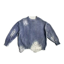 Load image into Gallery viewer, Blue Distressed Sweater
