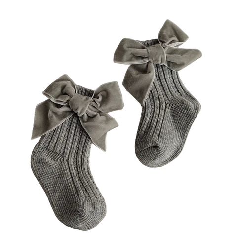 Velour Bow Socks
