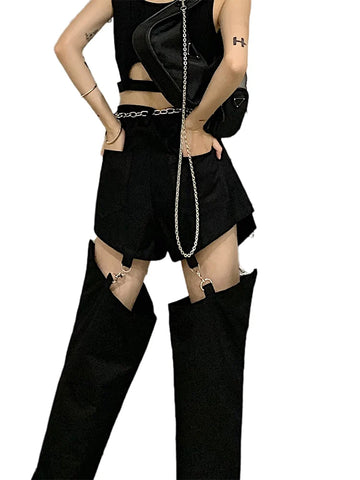 Y2k Hollow Out Slit Design Chain Denim Jeans-Modern Baby Las Vegas
