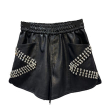 Load image into Gallery viewer, Crystal Design Leather Shorts
