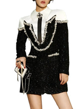 Load image into Gallery viewer, Patch Sequin Collar Mini Dress
