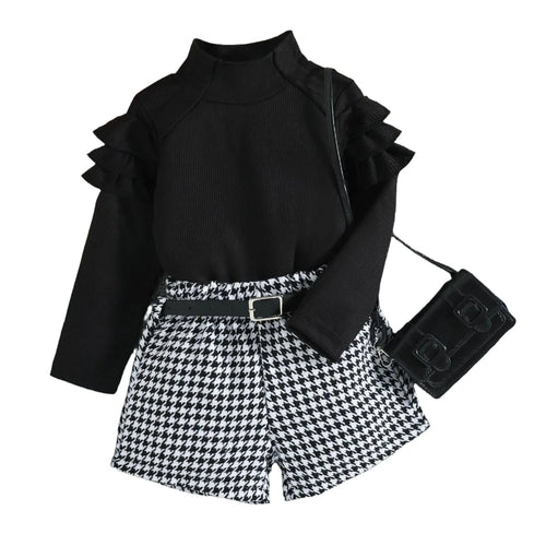 Long Sleeve Houndstooth Shirt Set-Modern Baby Las Vegas