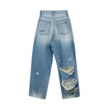 Load image into Gallery viewer, Ripped Wide Leg Denim Jeans
