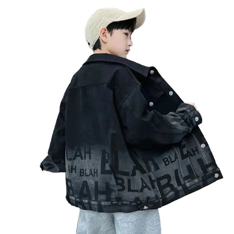 Letter Gradient Denim Jacket