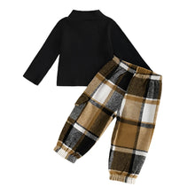 Load image into Gallery viewer, Brown Pocket Plaid Pant Set
