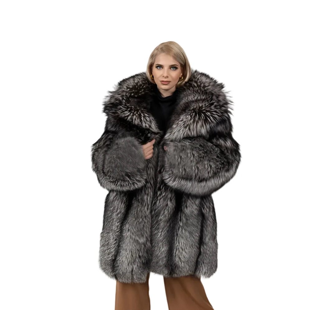 Luxe Silver Fur Coat