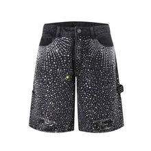 Load image into Gallery viewer, Distressed Crystal Denim Shorts-Modern Baby Las Vegas
