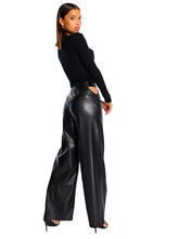 Load image into Gallery viewer, Side Buckle Hollow Out Leather Pants
