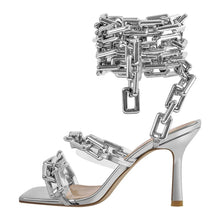 Load image into Gallery viewer, Metal Chain Lace-up Sandals
