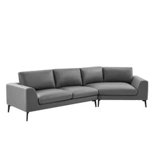 Load image into Gallery viewer, Gray Leather Corner Sectional Sofa
