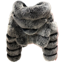 Load image into Gallery viewer, Grey Ribbed Fur Hooded Cropped Coat
